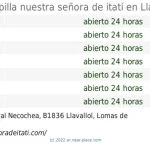 horarios de misas en Capilla Nsta Sñra de Guadalupe en Llavallol