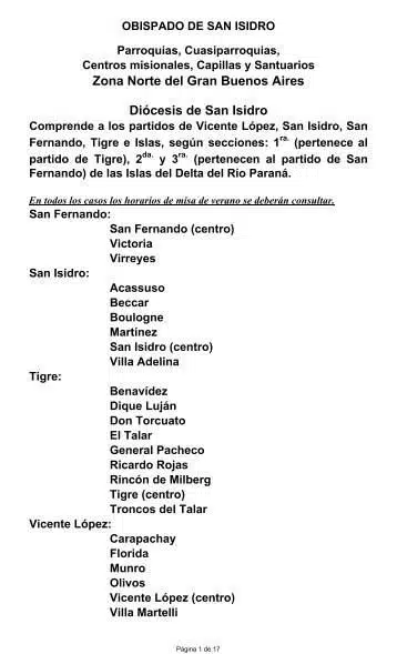 horarios de misas en Iglesia Centro Misional San Agustin en Benavidez